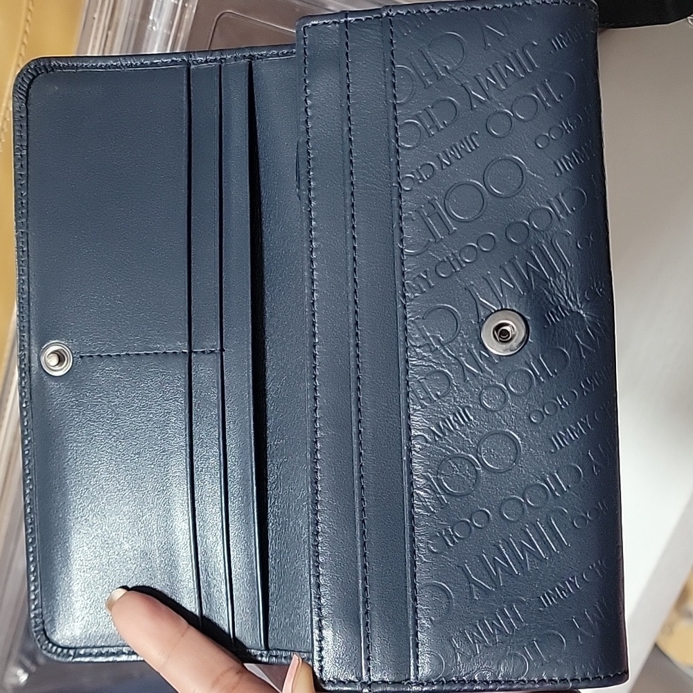 Jimmy Choo Blue Embossed Wallet - Picture 5 of 11